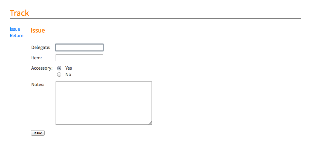 Track's item issue view.